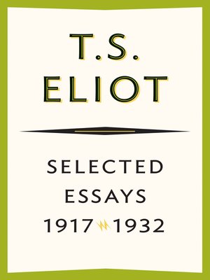 cover image of Selected Essays, 1917–1932